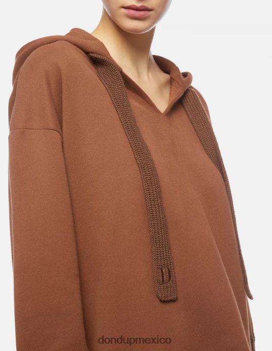 ciocolato DONDUP mujer sudadera con capucha de gran tamaño vestir D0VXD452