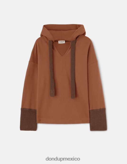 ciocolato DONDUP mujer sudadera con capucha de gran tamaño vestir D0VXD452