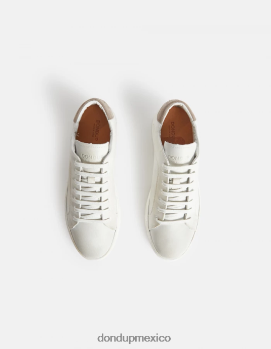 crema blanca DONDUP hombres zapatillas de cuero envejecido calzado D0VXD979
