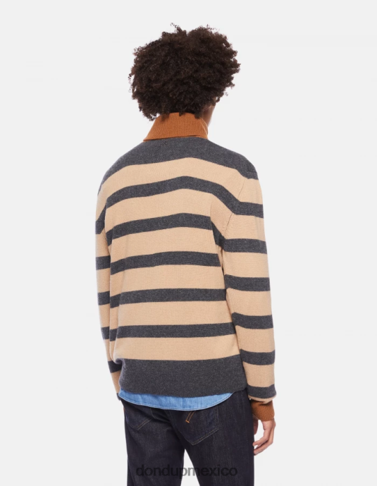 crudo y gris DONDUP hombres Jersey regular fit con cuello alto de mezcla de cachemir vestir D0VXD896