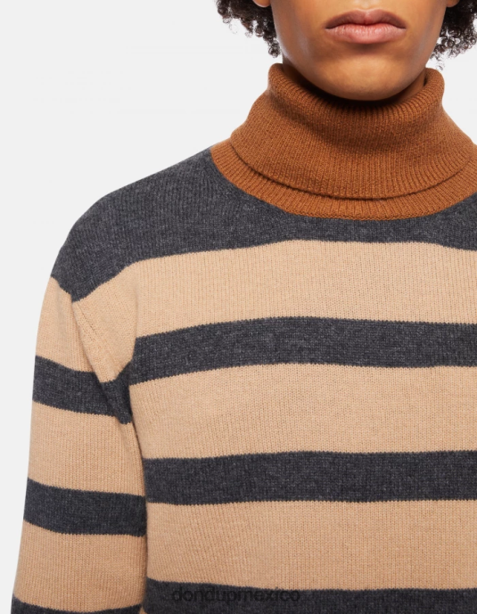 crudo y gris DONDUP hombres Jersey regular fit con cuello alto de mezcla de cachemir vestir D0VXD896