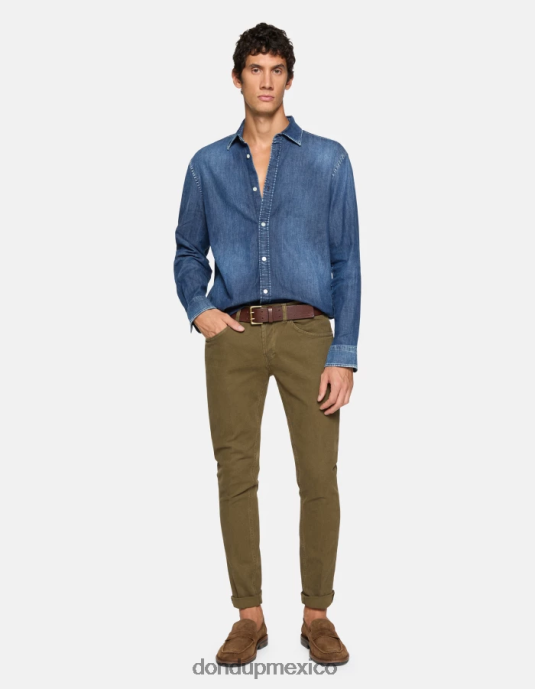 ejercito verde DONDUP hombres pantalones pitillo de algodón george vestir D0VXD650