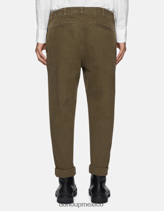 ejercito verde DONDUP hombres pantalones zyan carrot fit de algodón vestir D0VXD751