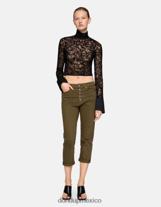 ejercito verde DONDUP mujer Vaqueros Koons de denim elástico con corte holgado vestir D0VXD33