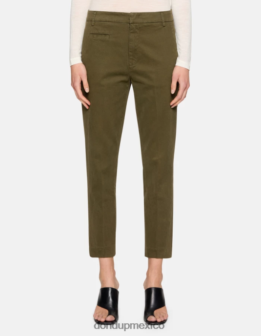 ejercito verde DONDUP mujer pantalones ariel carrot-fit de algodón de 27 pulgadas vestir D0VXD167