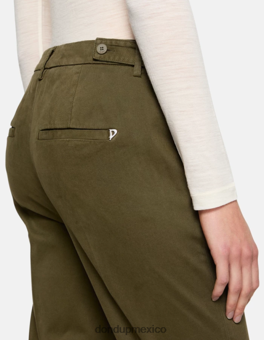 ejercito verde DONDUP mujer pantalones ariel carrot-fit de algodón de 27 pulgadas vestir D0VXD167