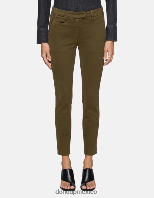 ejercito verde DONDUP mujer pantalones de algodón perfectos y ajustados vestir D0VXD179