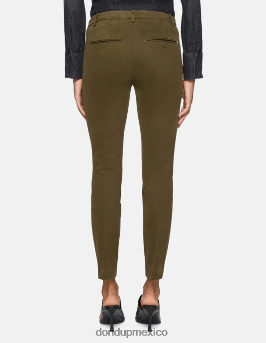 ejercito verde DONDUP mujer pantalones de algodón perfectos y ajustados vestir D0VXD179