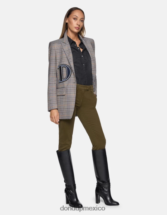 ejercito verde DONDUP mujer pantalones de algodón perfectos y ajustados vestir D0VXD179
