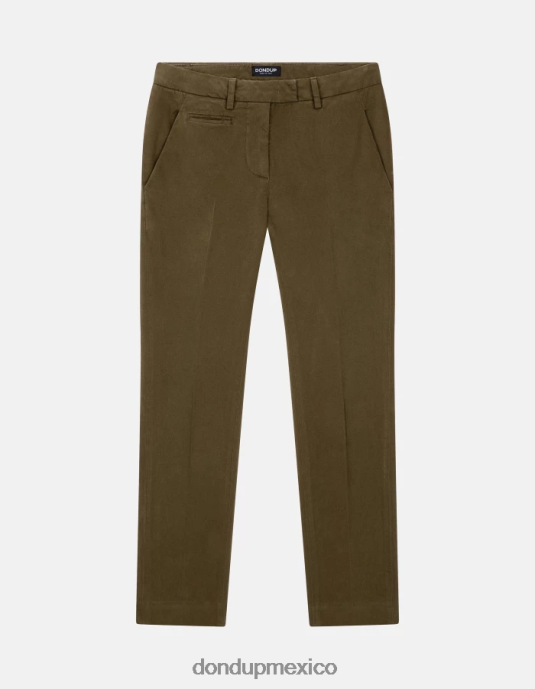 ejercito verde DONDUP mujer pantalones de algodón perfectos y ajustados vestir D0VXD179