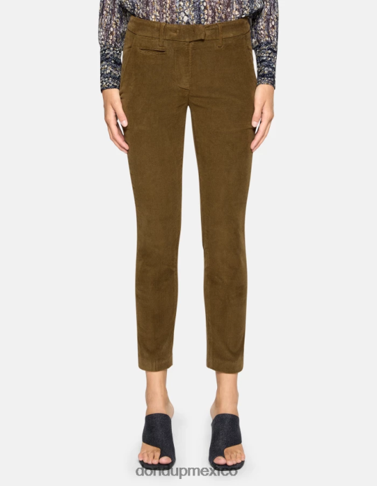 ejercito verde DONDUP mujer pantalones de terciopelo perfectos y ajustados vestir D0VXD154