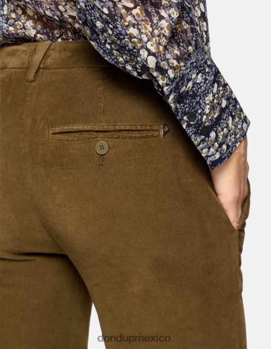 ejercito verde DONDUP mujer pantalones de terciopelo perfectos y ajustados vestir D0VXD154