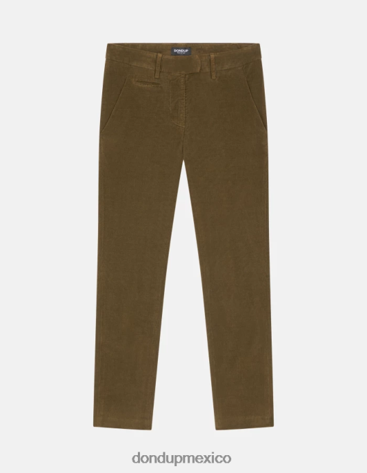 ejercito verde DONDUP mujer pantalones de terciopelo perfectos y ajustados vestir D0VXD154