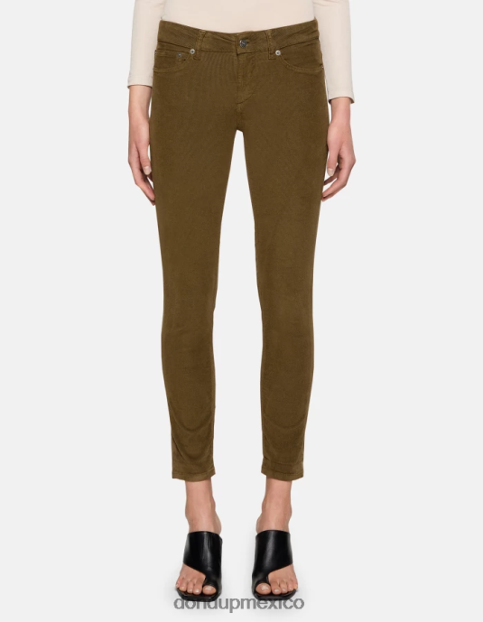 ejercito verde DONDUP mujer pantalones monroe ajustados de terciopelo vestir D0VXD13