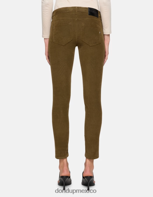 ejercito verde DONDUP mujer pantalones monroe ajustados de terciopelo vestir D0VXD13
