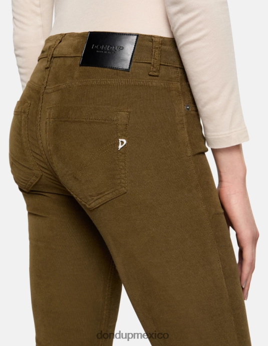 ejercito verde DONDUP mujer pantalones monroe ajustados de terciopelo vestir D0VXD13