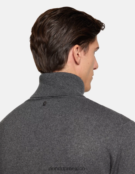 gris DONDUP hombres Jersey regular fit de cachemir y seda con cuello tipo polo vestir D0VXD867