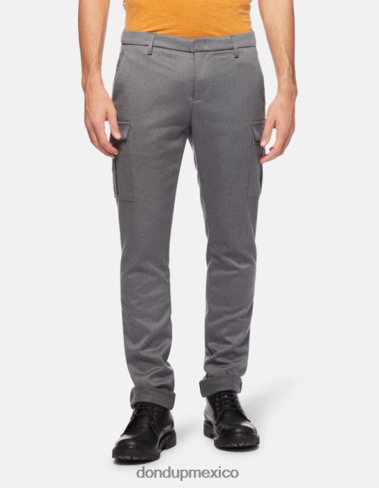 gris DONDUP hombres pantalones eddy slim fit de lana y algodón de 34 pulgadas vestir D0VXD788