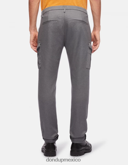 gris DONDUP hombres pantalones eddy slim fit de lana y algodón de 34 pulgadas vestir D0VXD788