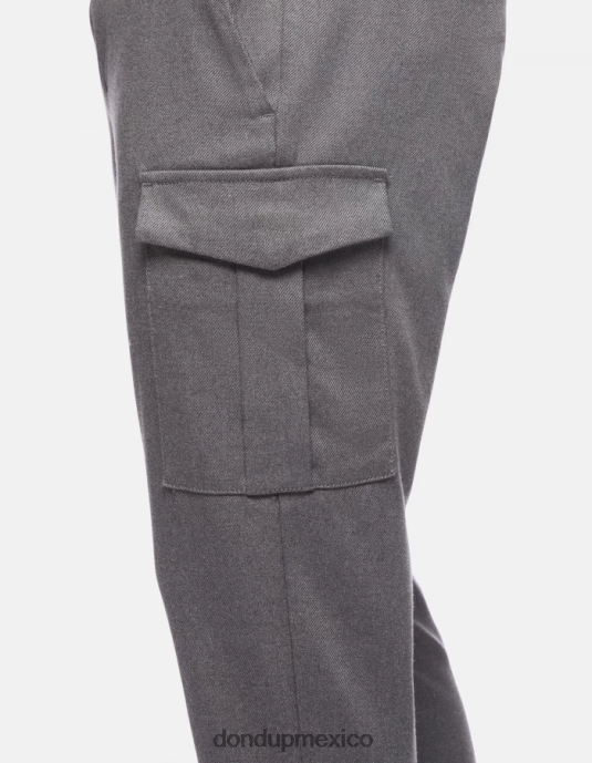 gris DONDUP hombres pantalones eddy slim fit de lana y algodón de 34 pulgadas vestir D0VXD788