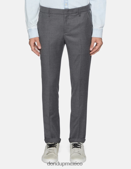 gris DONDUP hombres pantalones gaubert de franela slim vestir D0VXD784