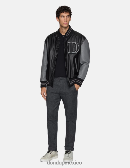 gris DONDUP hombres pantalones gaubert slim fit de algodón estampado vestir D0VXD783