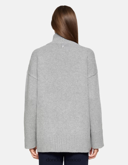 gris DONDUP mujer jersey oversize de canalé estilo pescador con cuello tipo polo vestir D0VXD308