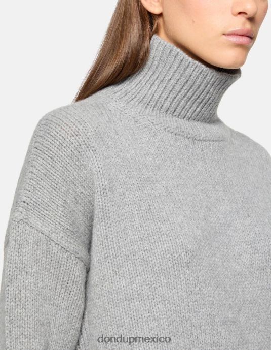 gris DONDUP mujer jersey oversize de canalé estilo pescador con cuello tipo polo vestir D0VXD308