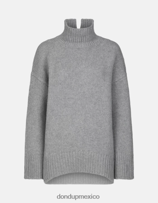 gris DONDUP mujer jersey oversize de canalé estilo pescador con cuello tipo polo vestir D0VXD308