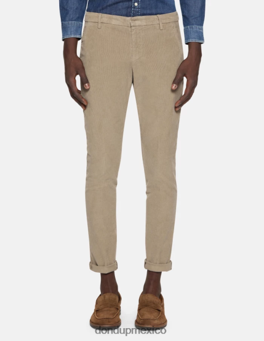 gris pardo DONDUP hombres pantalones gaubert slim de terciopelo vestir D0VXD762