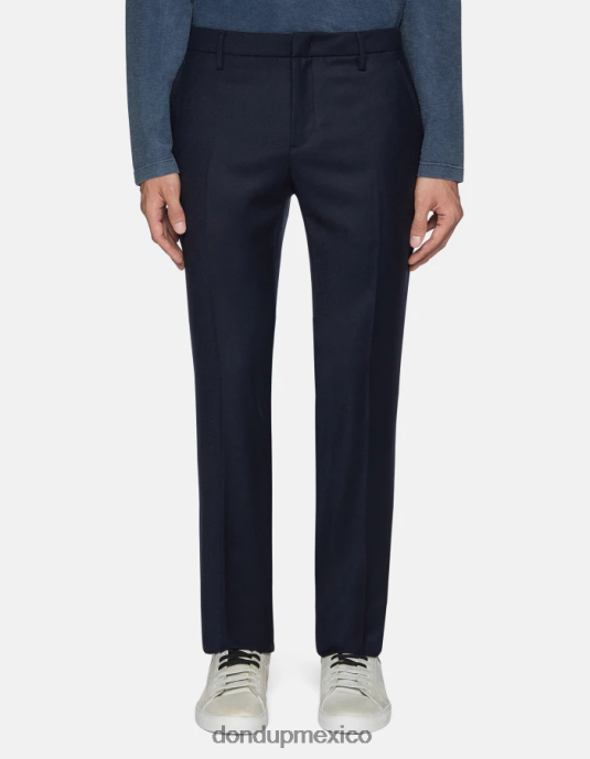 Azul marino DONDUP hombres pantalones Spiritissimo de franela regular fit vestir D0VXD678