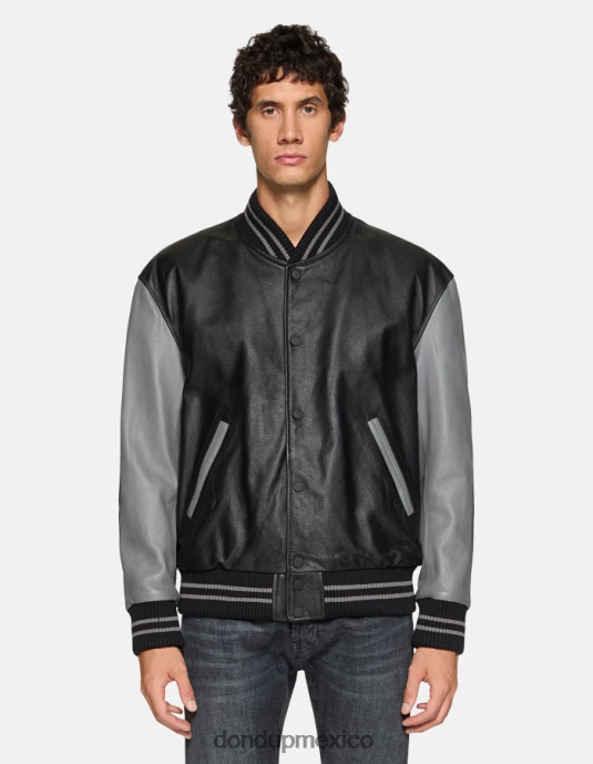 Gris oscuro DONDUP hombres chaqueta bomber holgada de piel de napa vestir D0VXD918