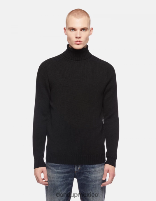 negro DONDUP hombres suéter regular fit de lana con cuello tipo polo vestir D0VXD883