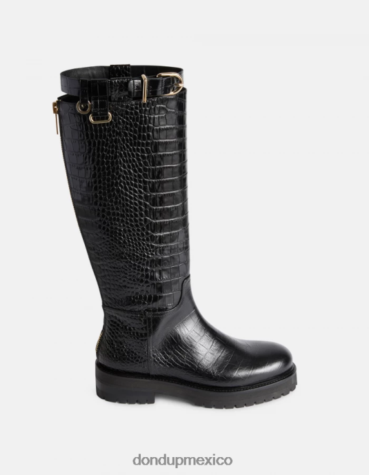 negro DONDUP mujer botas de piel efecto cocodrilo calzado D0VXD457