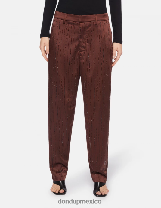 ciocolato DONDUP mujer pantalones holgados de satén micaela vestir D0VXD191
