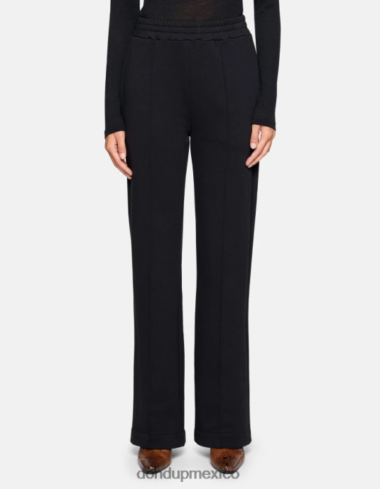 negro DONDUP mujer pantalones anchos de lana vestir D0VXD186