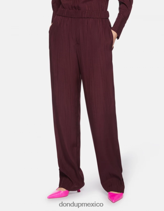 prugna DONDUP mujer pantalones estilo pijama Grace en mezcla de seda vestir D0VXD211