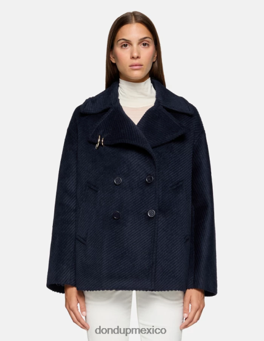 Azul marino DONDUP mujer chaquetón de tela con doble botonadura vestir D0VXD340