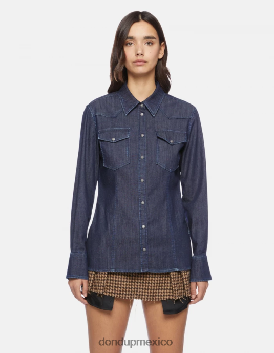 azul DONDUP mujer camisa vaquera ajustada vestir D0VXD256