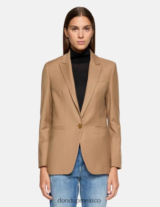 camello DONDUP mujer blazer de franela con botonadura simple vestir D0VXD373