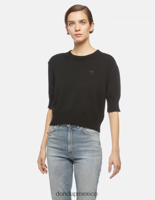 negro DONDUP mujer jersey de lana con cuello redondo vestir D0VXD332
