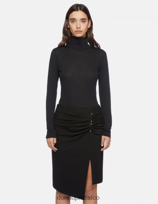 negro DONDUP mujer jersey de lana slim fit con cuello tipo polo vestir D0VXD436
