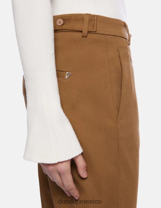 kaki DONDUP mujer pantalones carrot fit de algodón ariel vestir D0VXD201