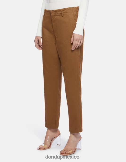 kaki DONDUP mujer pantalones janis carrot fit de algodón vestir D0VXD129
