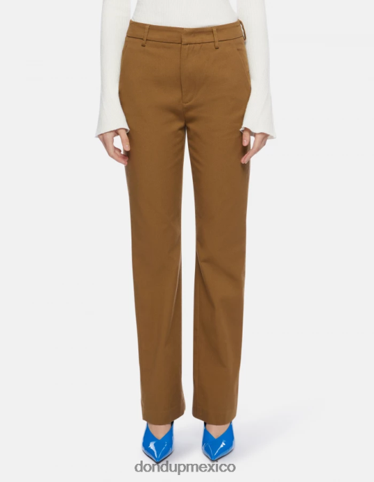 kaki DONDUP mujer pantalones patty regular fit de algodón vestir D0VXD149