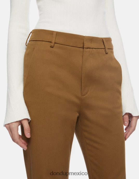 kaki DONDUP mujer pantalones patty regular fit de algodón vestir D0VXD149