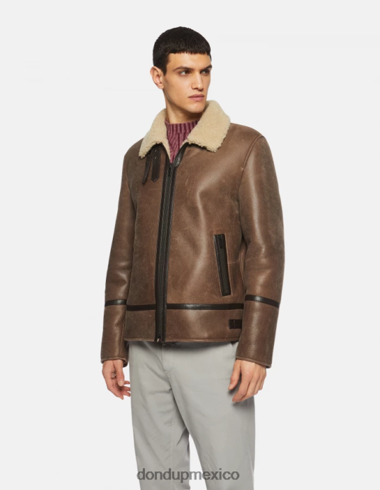 marrón DONDUP hombres abrigo regular fit de piel de oveja vestir D0VXD902