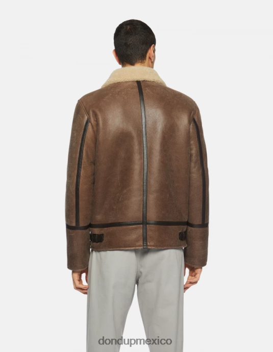 marrón DONDUP hombres abrigo regular fit de piel de oveja vestir D0VXD902