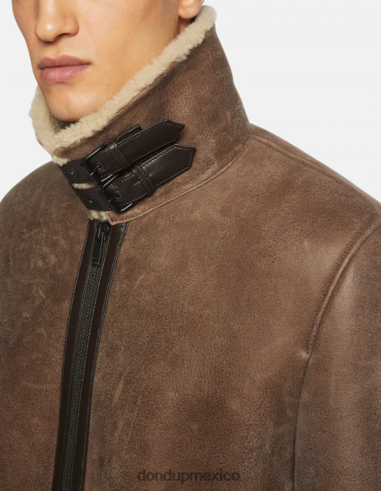 marrón DONDUP hombres abrigo regular fit de piel de oveja vestir D0VXD902