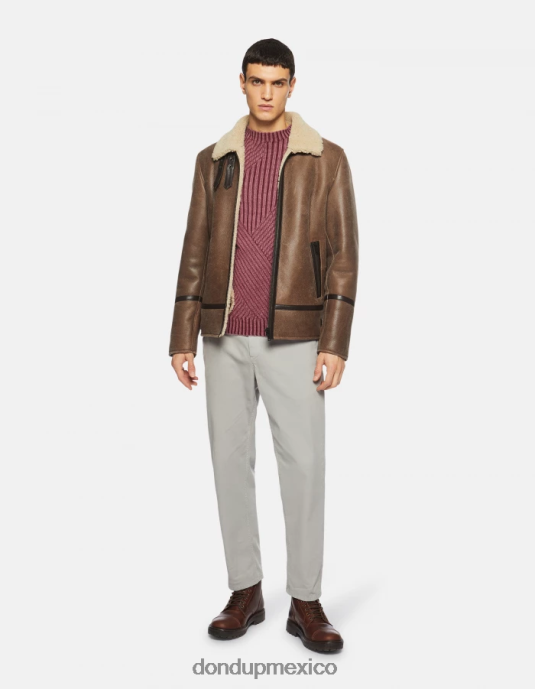 marrón DONDUP hombres abrigo regular fit de piel de oveja vestir D0VXD902
